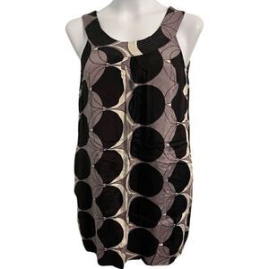 Monsoon Sleeveless Shift Dress. Circle pattern. Size 10